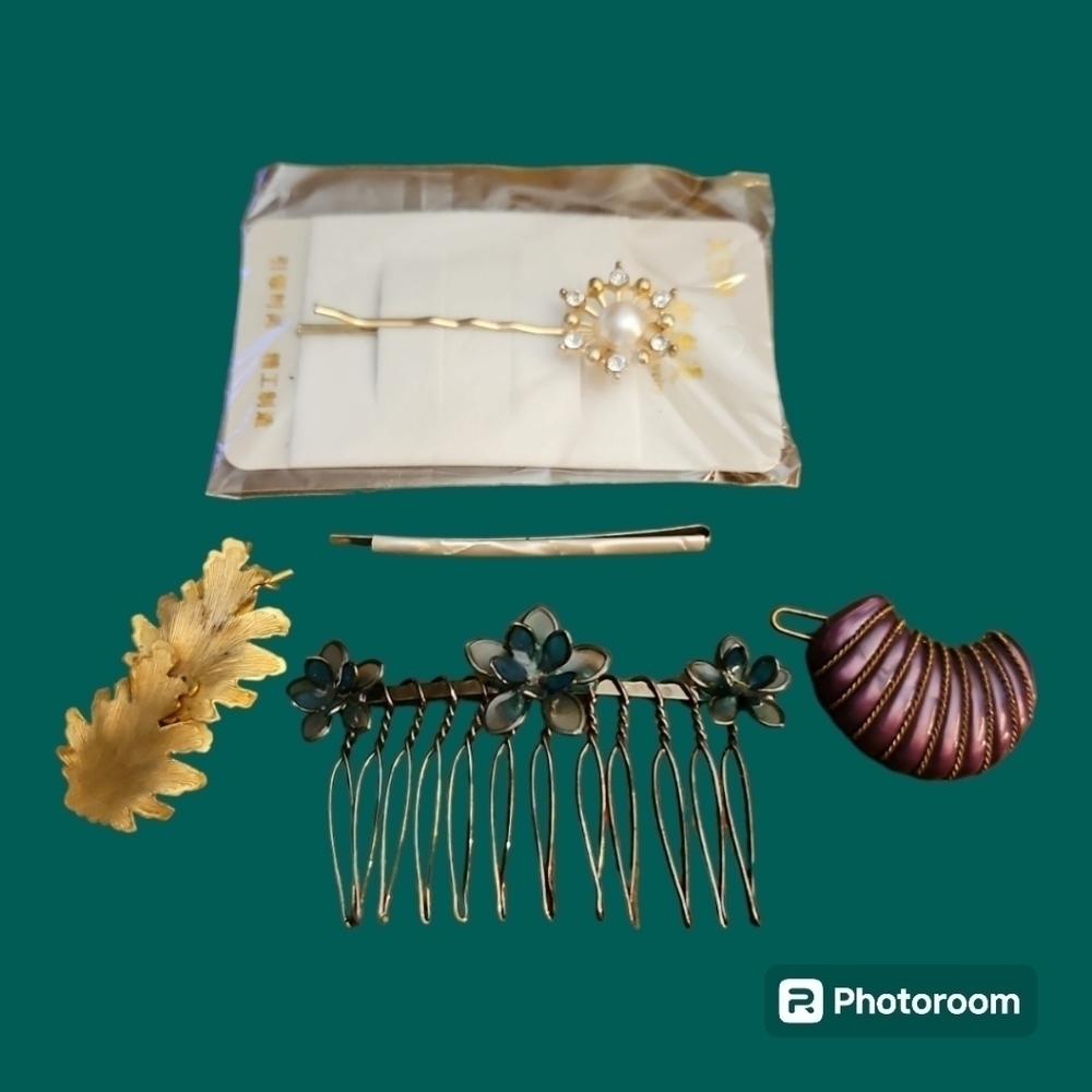 Vintage Hair Barrettes Clips and Comb
